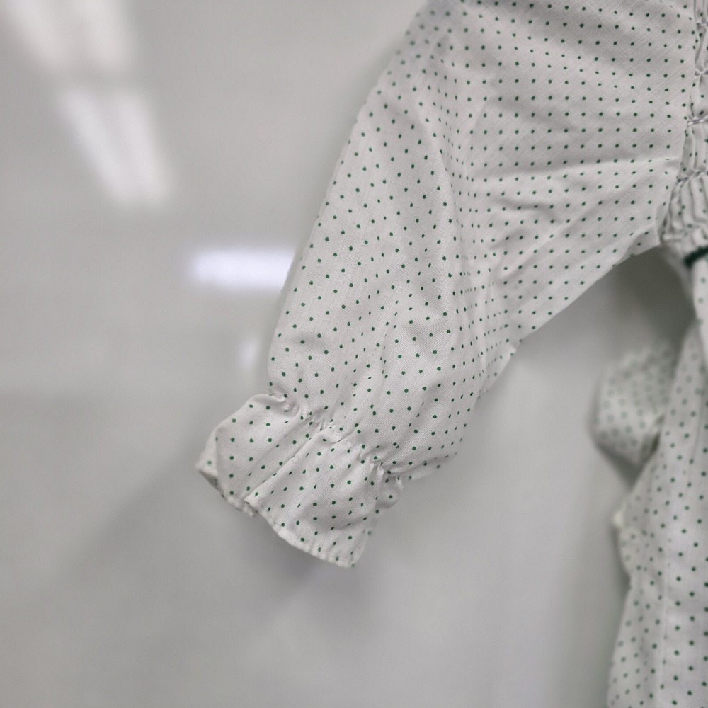 Polly Flinders Vintage Toddler Dress 2T Polka Dot Hand Smocked Dress Green White - Picture 7 of 11